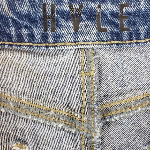 NEW!! Hale Bella SIZE 28 Embroidered High Rise Denim Jean Shorts Blue Festival - Picture 6 of 12